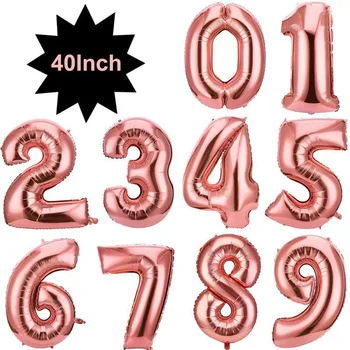 40 Cm Różowe Złoto Jumbo Cyfrowy Numer 1-9 Balony Ogromne Gigantyczne Balony Folia Mylar Nr Balony na Urodziny Ślub