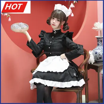 Japońskie Anime Chińska Uniform Pokojówki Słodka Lolita Maid Kostium Cosplay Animowany Pokaz Z Długim rękawem Sukienka Na Imprezę Na Halloween Bezpośrednia Dostawa