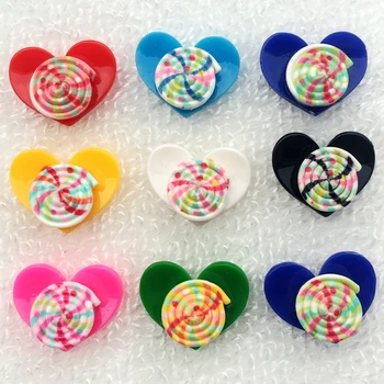 Mieszany kolor piękny Kawaii w kształcie serca żywicy płaskiej tylnej DIY akcesoria dekoracyjne kolorowe cukierki, serca 15 szt./lot