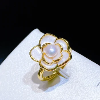 Moda Kwiat Biała Perła Pierścienie Hodowane Słodkowodne Perły Biżuteria Prezenty