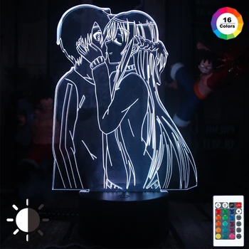 Akrylowa 3D Anime Lampa SwordArtOnline Lampy Lampa figurka oświetlenie do sypialni komiks kreskówka światło, wystrój domu lampa prezent